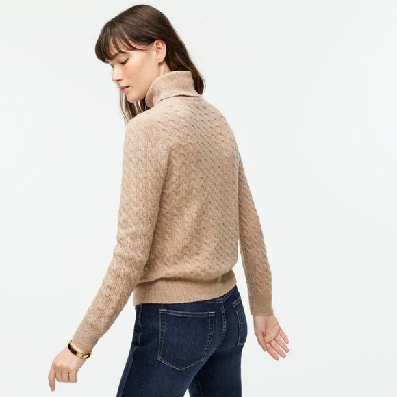 J. Crew Ruffle Front Cable-knit Turtleneck Sweater In Supersoft Yarn - Picture 3 of 9